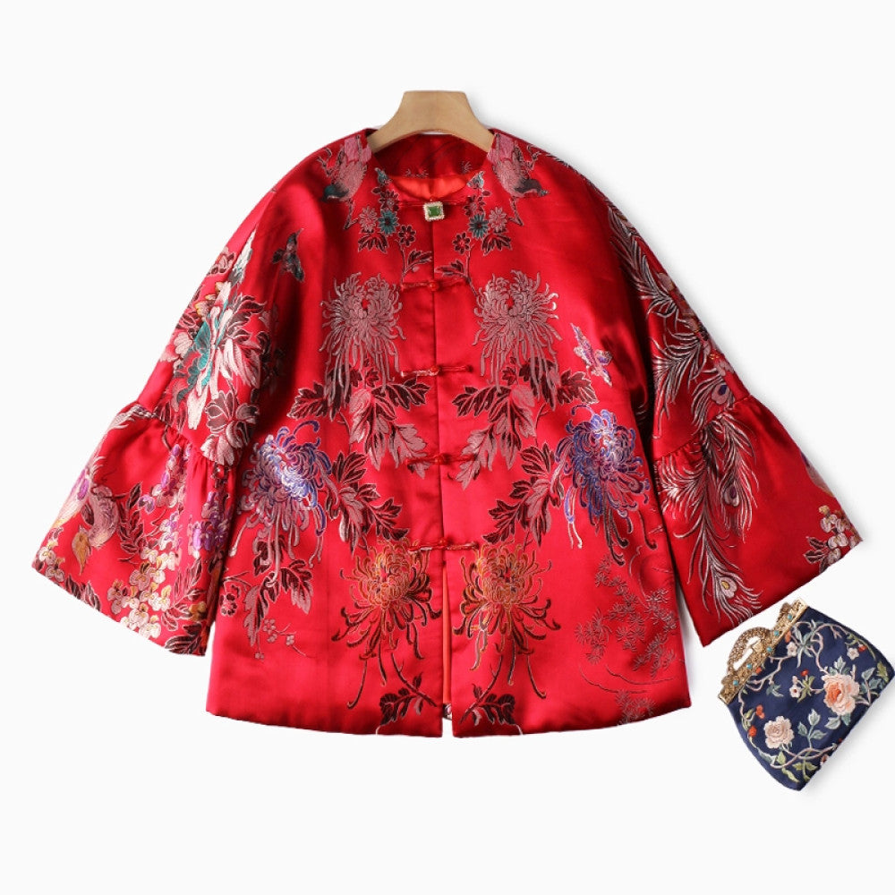 Excluding cost processing price CPP1244 jacquard old satin old fabric retro cotton coat jacket Chinese style jacket winter image 16