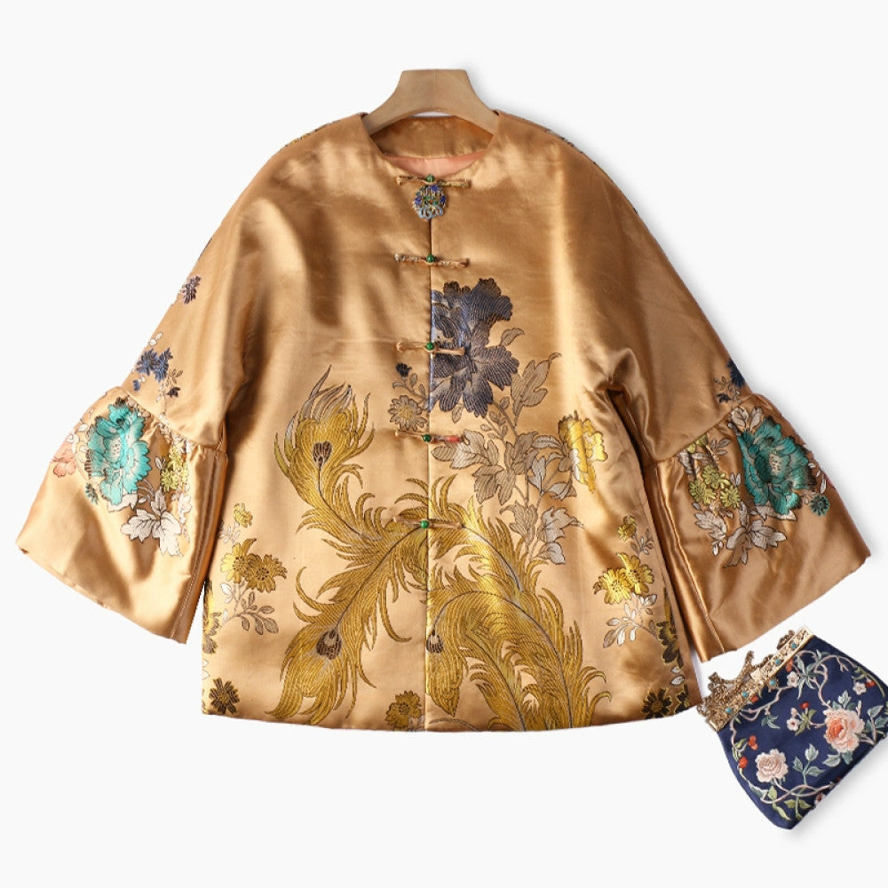 Excluding cost processing price CPP1244 jacquard old satin old fabric retro cotton coat jacket Chinese style jacket winter image 32
