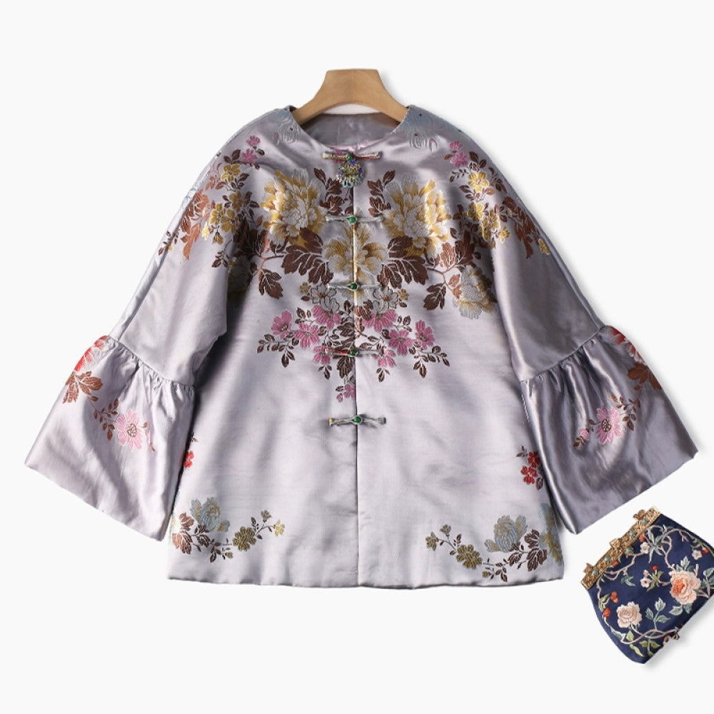 Excluding cost processing price CPP1244 jacquard old satin old fabric retro cotton coat jacket Chinese style jacket winter image 37