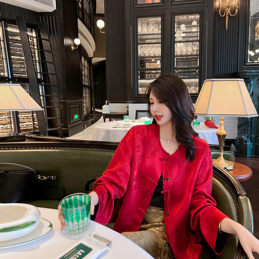 ASAYA3954 - Elegant Red Dragon Tang Jacket ✨