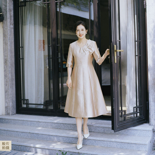 ASAYA3946 ✨ Graceful Burgundy Mother-of-the-Bride Dress 💐