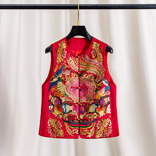 ASAYA3940: Exquisite Red Embroidered Vest for Spring Festival ✨