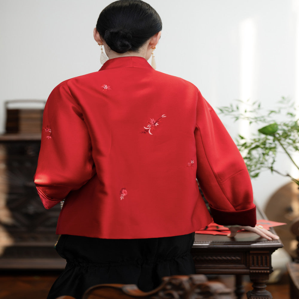 2024 New Product PCY2063 New Year s Collection Chinese Embroidered Coat Retro Small Shirt Autumn Winter Cotton Coat Cotton Coat image 5