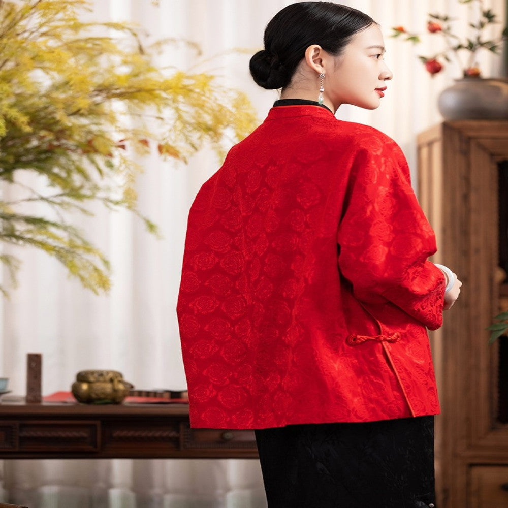 Word of mouth good goods PCY1429 festive lucky coat handmade pipa buckle plate buckle top Chinese style small shirt jacket women s spring and autumn image 4