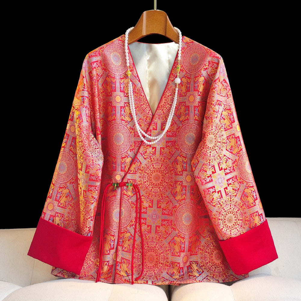 Red New Year s War Robe Vintage National Style Coat Women s Design Sense Small Fashion China Chic Yang Mi Same Chinese Top image 8