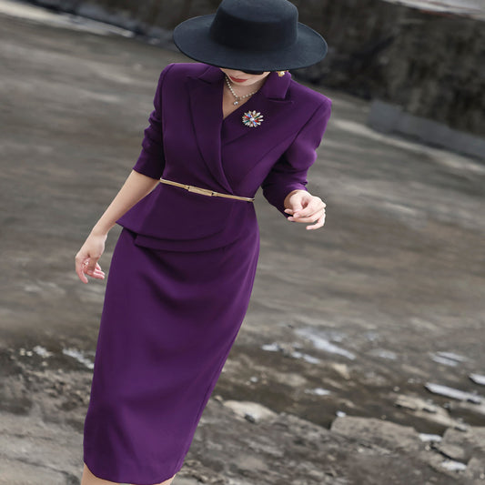 #ASAYA3891 | Elegant Purple High-End Suit Dress