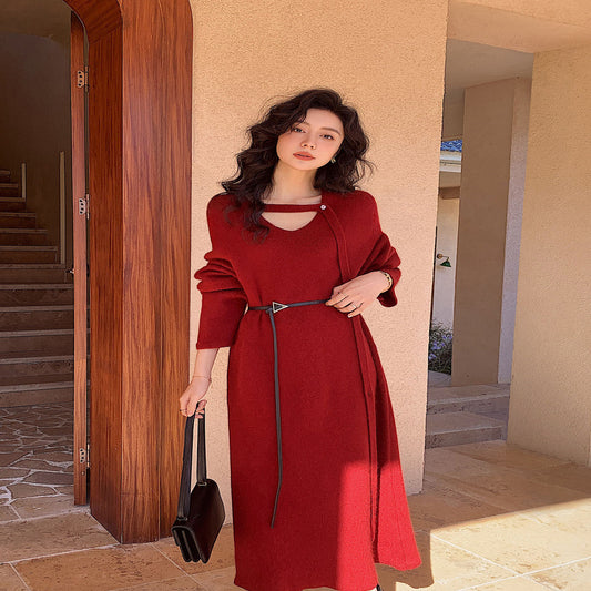 ASAYA3883 – Christmas Red Sweater Dress 🎄