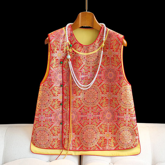 ASAYA3862: Radiant Red Jacquard Vest ✨
