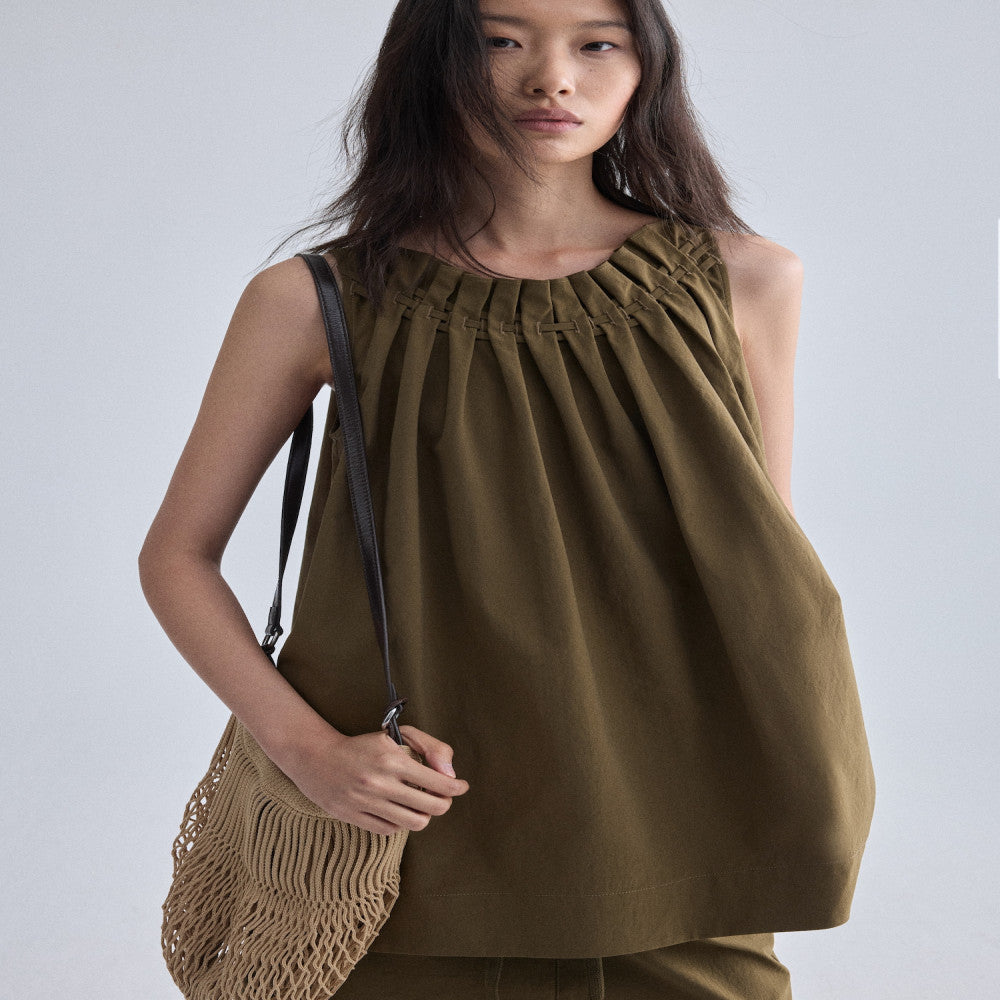 RUISHI French Handmade Woven Mushroom Edge Top Sleeveless Gentle and Versatile Small Shirt for Women in Summer image 12