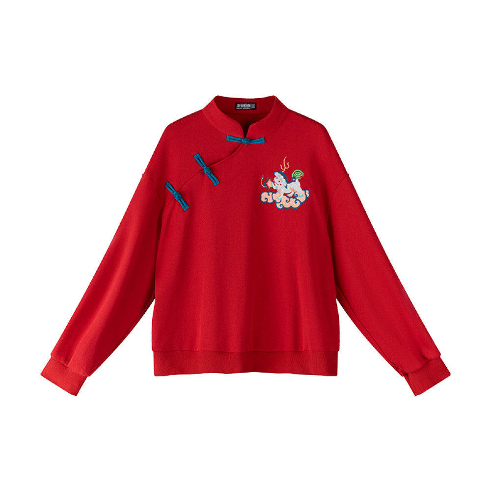 SOLO Original SOLO Spirit of Mountains and Seas Autumn New Chinese Style Embroidered Loose Stand Collar Sweatshirt image 11