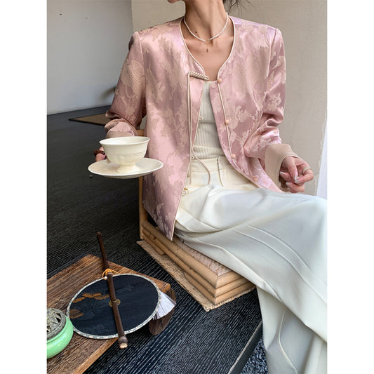 ASAYA-3824 Pink Floral Qipao Jacket ✨🌸