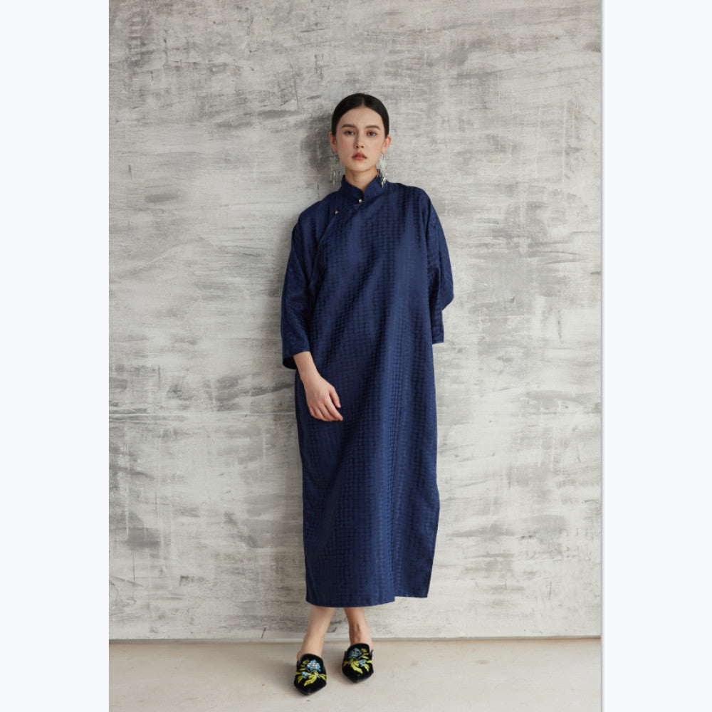 TAORAN women s clothing Republic of China style daily improvement cheongsam with slanted collar jade beads buttoned down sleeves long sleeved shirt artistic Zen tea suit image 2