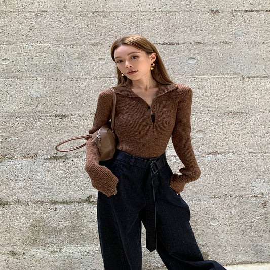 ASAYA-3788 Retro Chic Chestnut Knit Top 🍂🌰