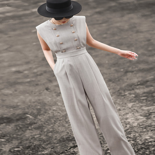 ASAYA-3735 Elegant Sleeveless Jumpsuit 🖤🩶