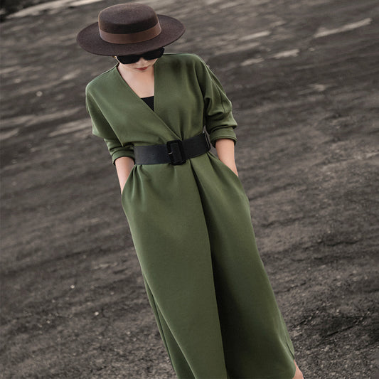 ASAYA-3736 Elegant V-Neck Long-Sleeve Dress ✨