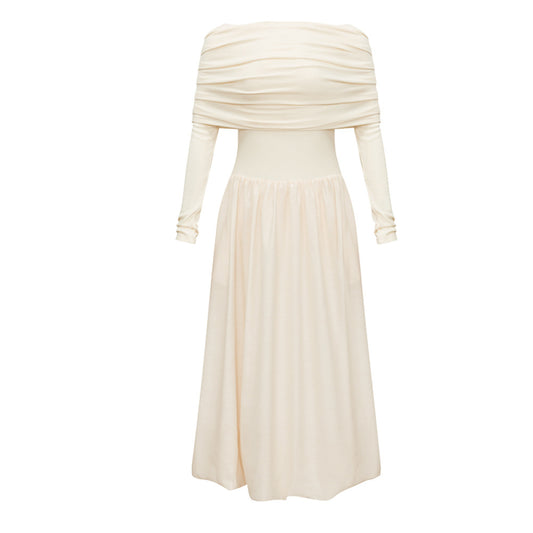 ASAYA-3720 Elegant Off-Shoulder Knitted Dress