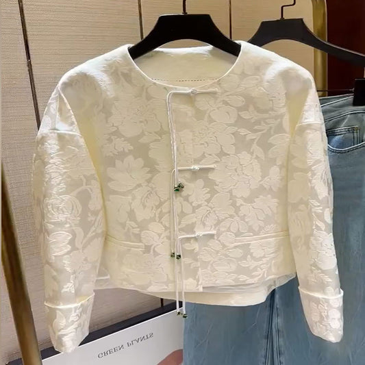 ASAYA3683 Chinese style national style elements jacquard button jacket