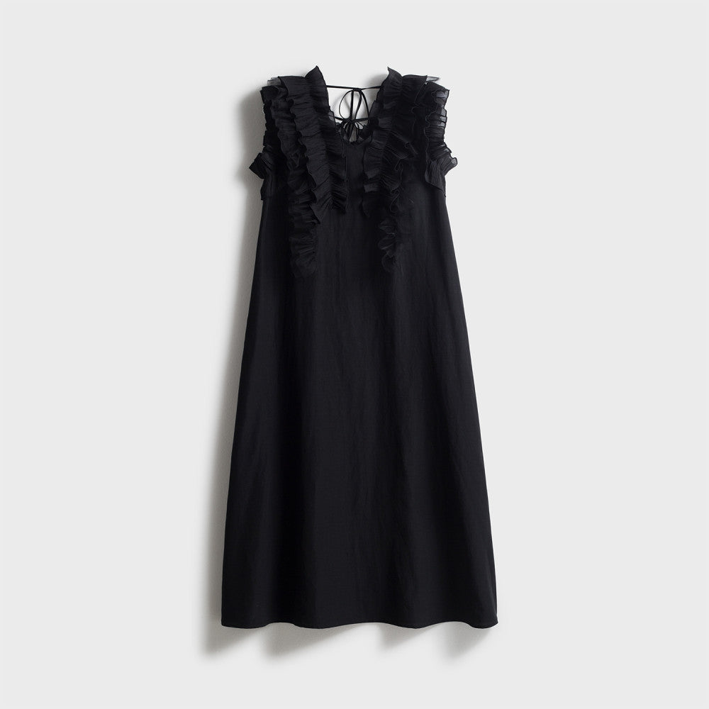 Jiaqi Customized High end Retro Sweet Older Girl Linen Ruffle Loose Fashionable and Comfortable Dress image 8