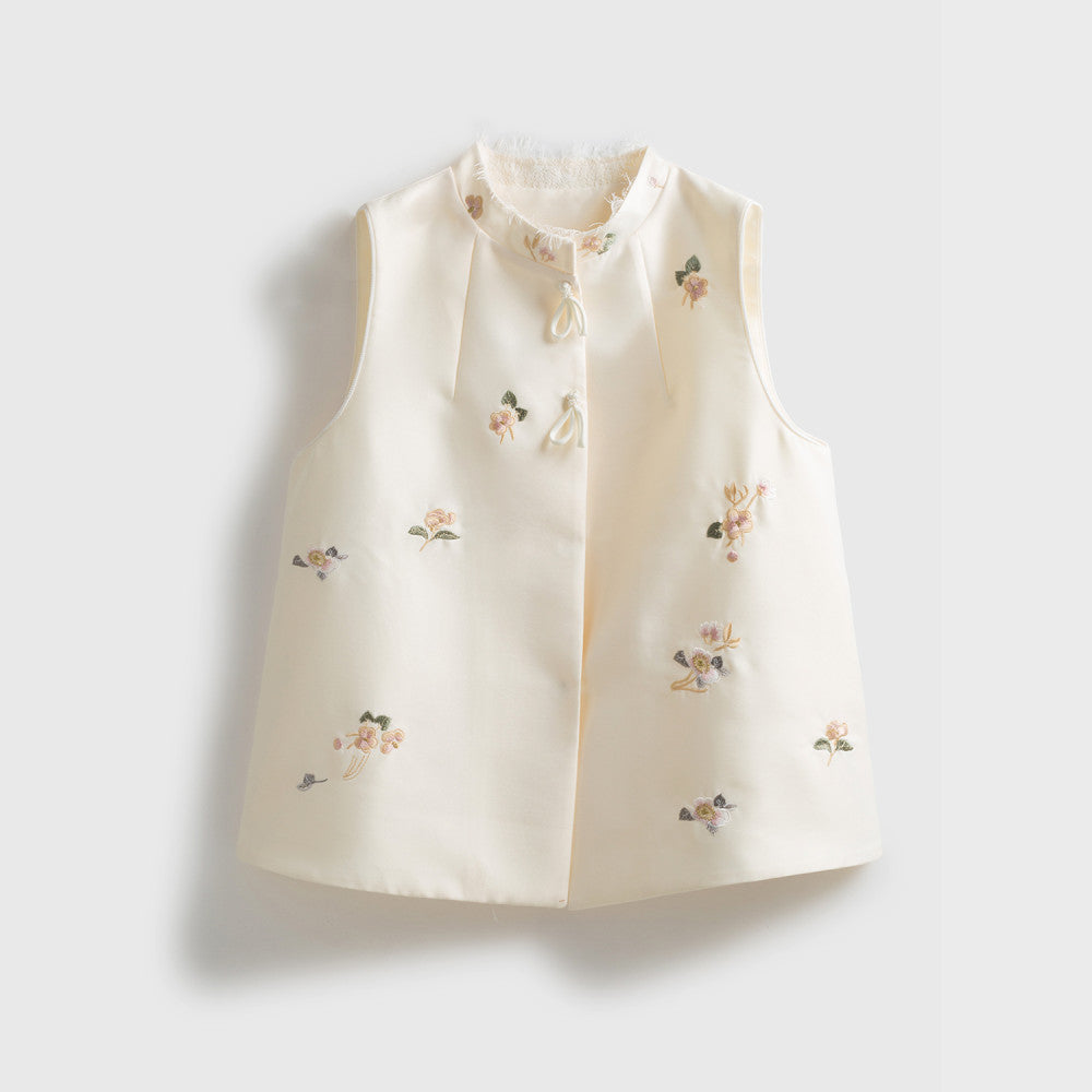 Jiaqi Custom Silk and Wool Texture Heavy Work Positioning High Density Embroidery Embroidered Lace Stand up Collar Chinese Style Fashion Vest image 18