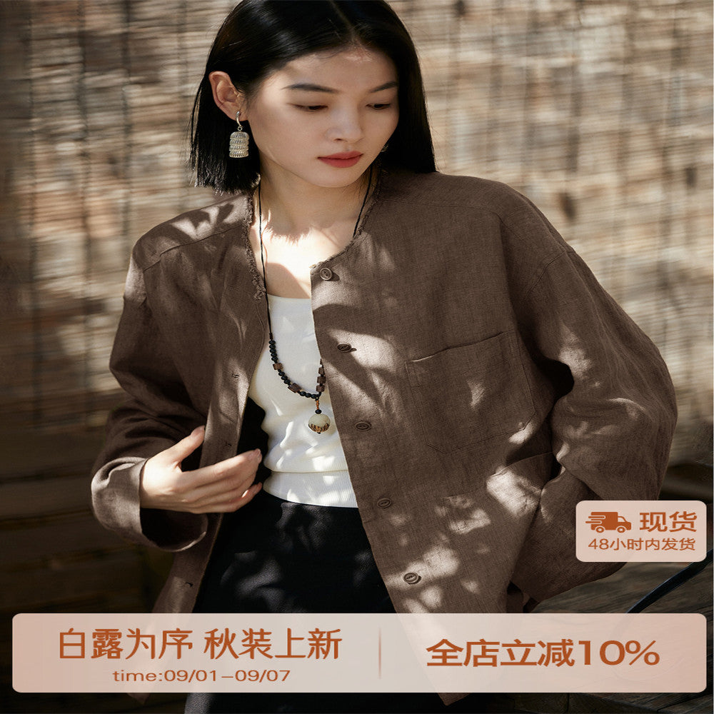 Ban Niang Private Service Fan Fan s own early autumn first YI new product linen loose feeling old money style image 1