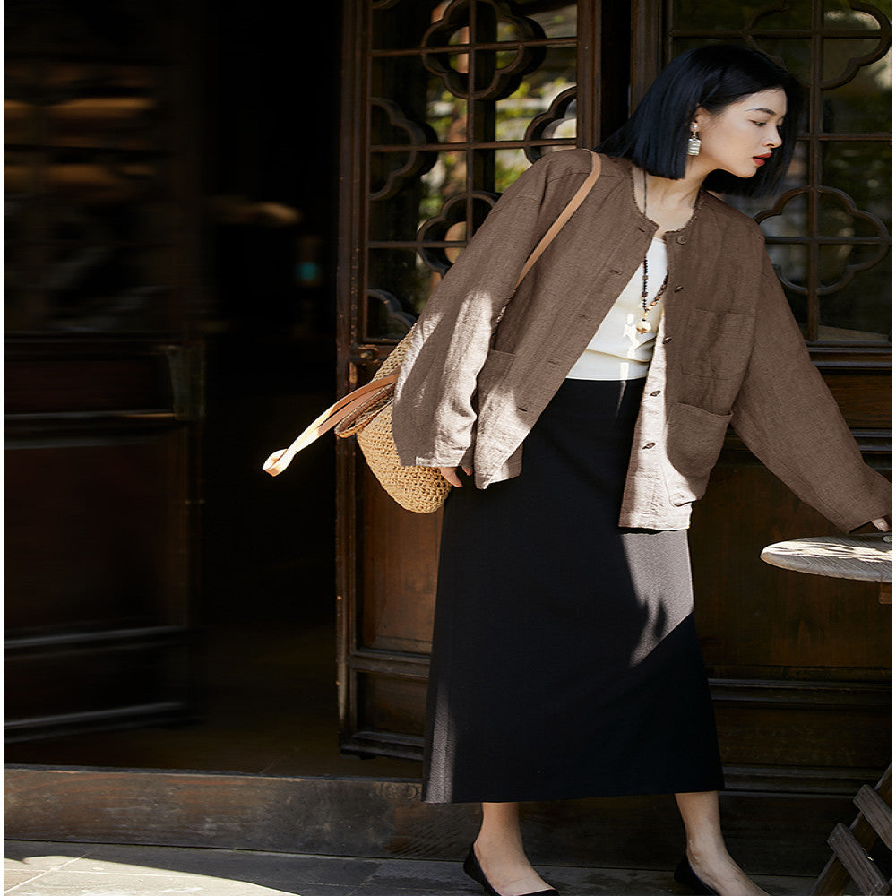 Ban Niang Private Service Fan Fan s own early autumn first YI new product linen loose feeling old money style image 2