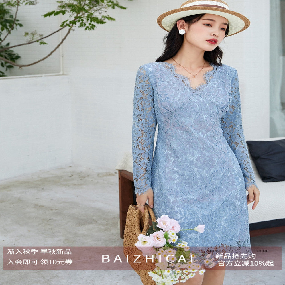 Summer gentle style gray small fragrant style stylish dress 250 socialites niche stunning French lace dress image 1