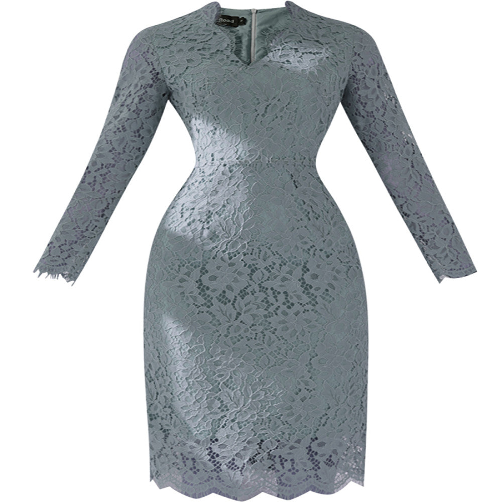 Summer gentle style gray small fragrant style stylish dress 250 socialites niche stunning French lace dress image 5