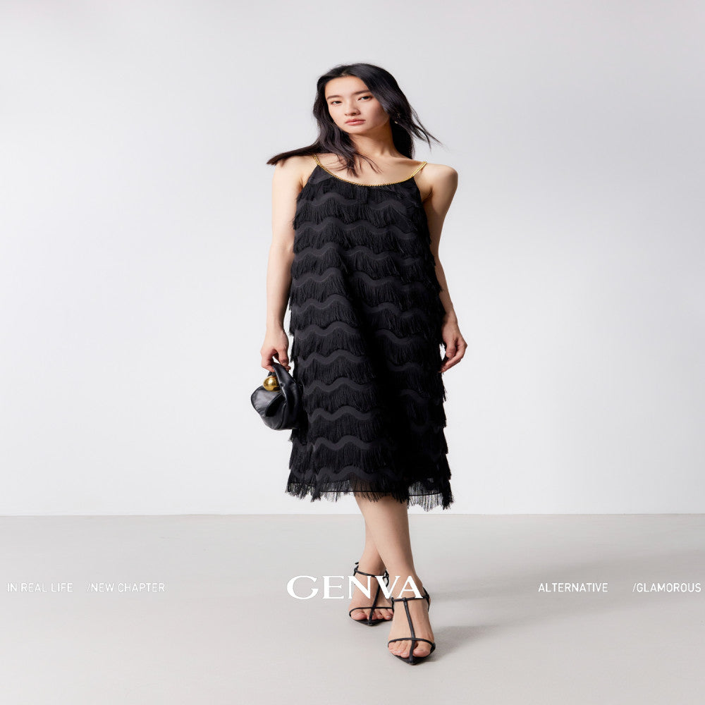 MR 99 Flowing Light Washing Yarn Luxurious and Dynamic Water Wave Pattern Scissors Abundant tassels Eye catching Chain Dress T shirt image 15