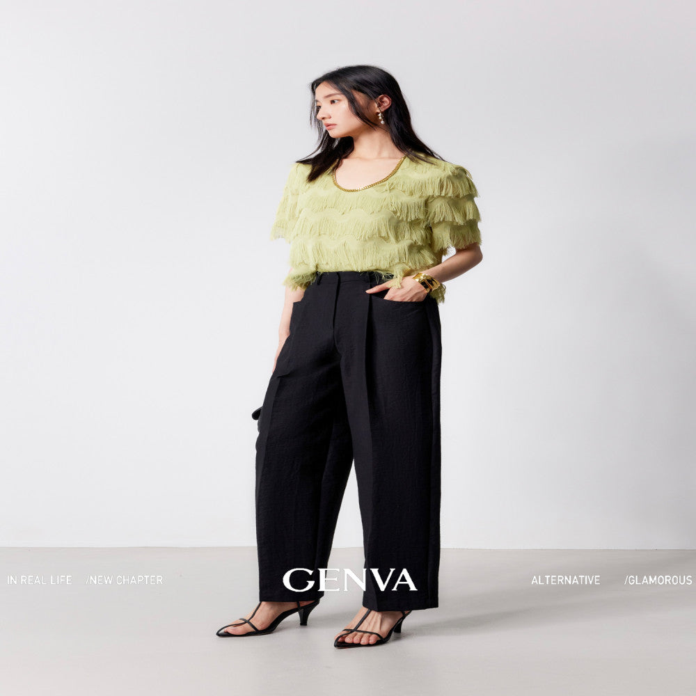 MR 99 Flowing Light Washing Yarn Luxurious and Dynamic Water Wave Pattern Scissors Abundant tassels Eye catching Chain Dress T shirt image 34