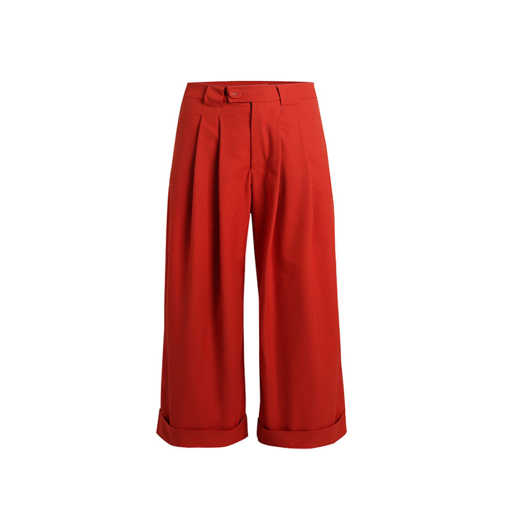 CHARMMY YE 24S S High Waist Persimmon Red Wide Leg Pants Show Height and Legs Longer than Umbilical Pants image 5