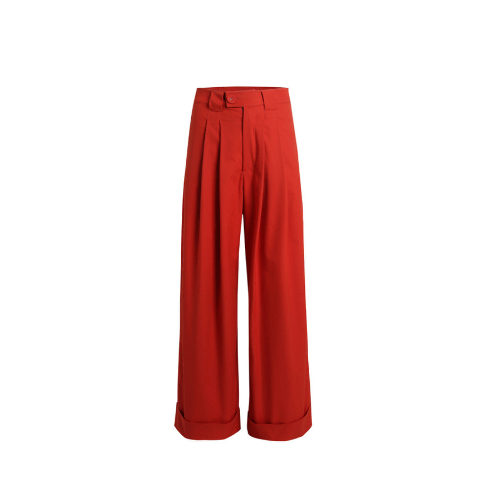CHARMMY YE 24S S High Waist Persimmon Red Wide Leg Pants Show Height and Legs Longer than Umbilical Pants image 12