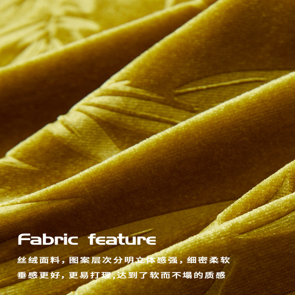 Tang style midi skirt for women made of glass gold velvet with a new Chinese style bamboo leaf pattern design exuding a luxurious and luxurious atmosphere with an ancient charm and a long skirt for sp image 3