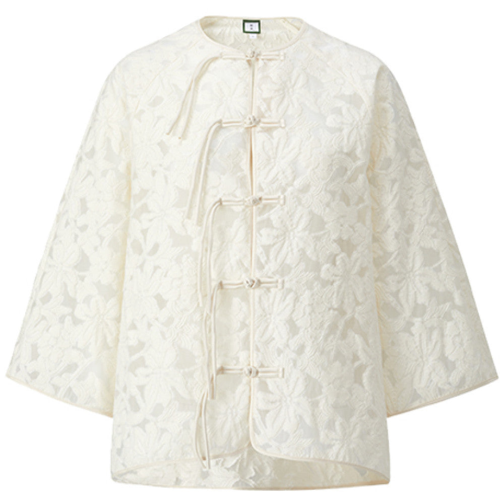 Ting Tang Celebrity Style Jacquard New Chinese Style Jacket Women s Three quarter Sleeve Hollow Button Chinese Style Short Top image 11