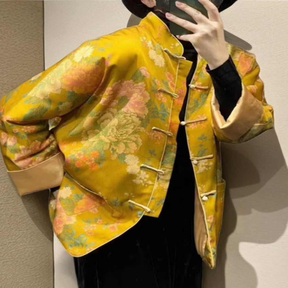 New Chinese style women s clothing for autumn and winter 2025 improved cheongsam daily retro cotton clothing embroidered Tang style outerwear image 3