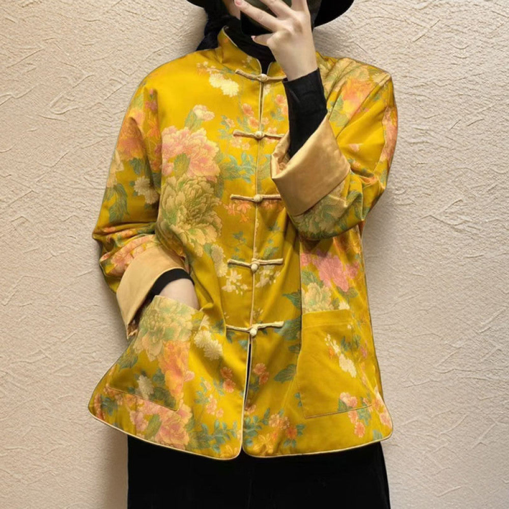 New Chinese style women s clothing for autumn and winter 2025 improved cheongsam daily retro cotton clothing embroidered Tang style outerwear image 17