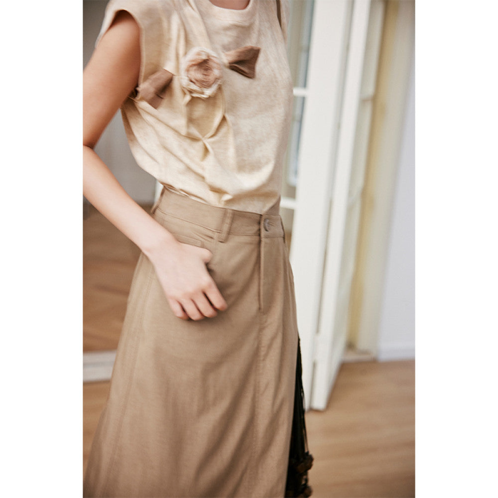 Rosebanks planting roses in the desert new Chinese style stir fried color burnt edge flowers short sleeved tee image 3