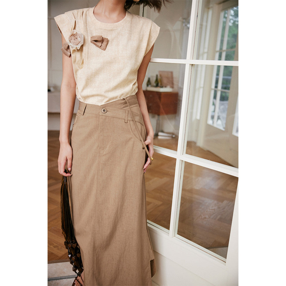 Rosebanks planting roses in the desert new Chinese style stir fried color burnt edge flowers short sleeved tee image 4