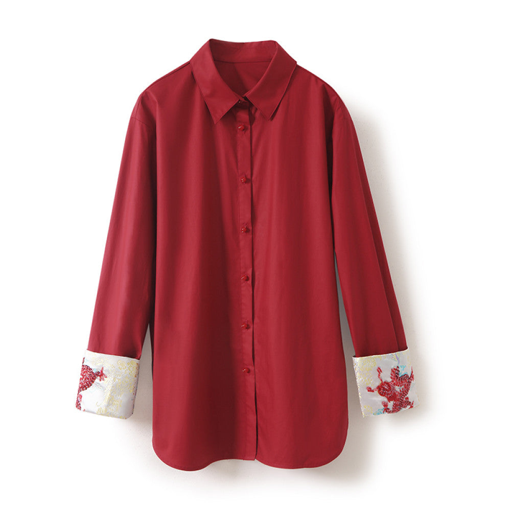 ASAYA3567 Year of the Dragon handmade beaded dragon totem embroidery top