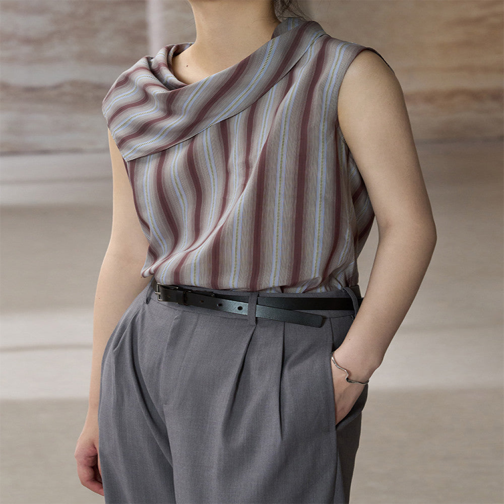 COMMON VALUE La jet e Purple Dusk Sea Breeze Vest Sleeveless Lapel T shirt image 3