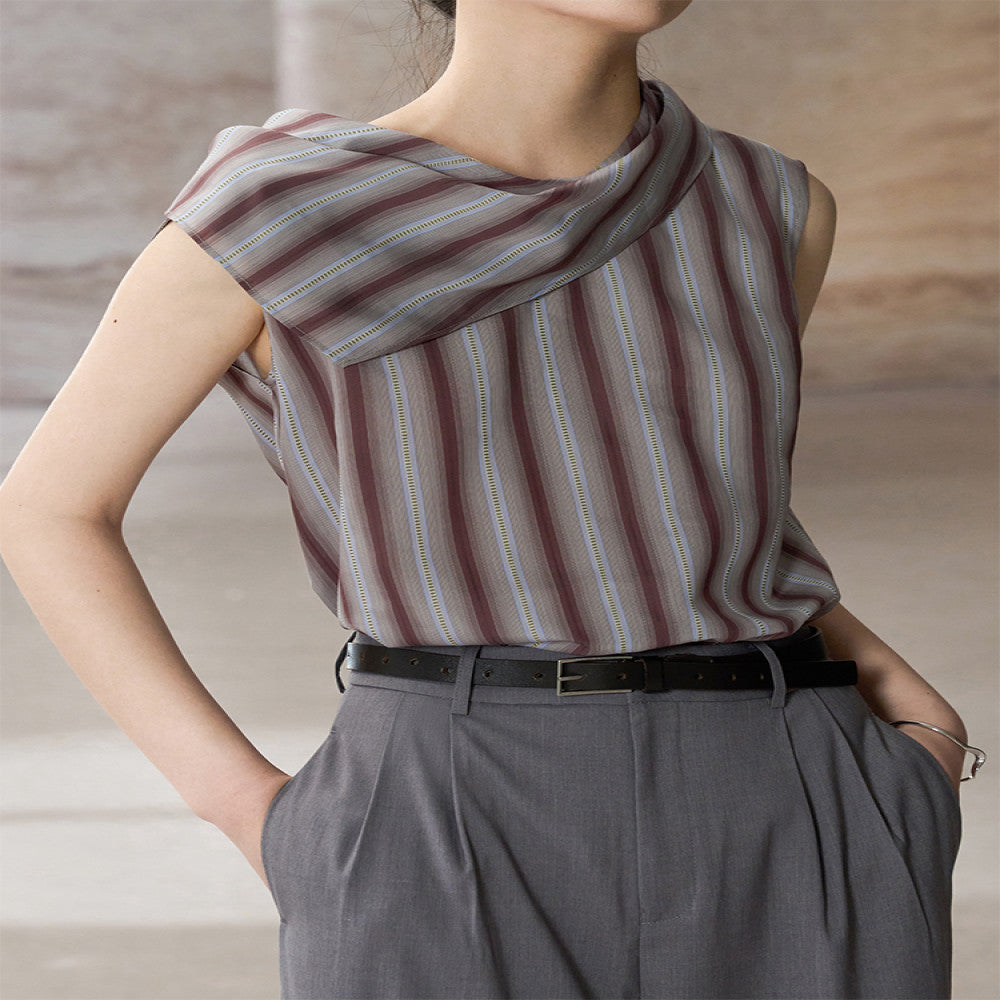 COMMON VALUE La jet e Purple Dusk Sea Breeze Vest Sleeveless Lapel T shirt image 5