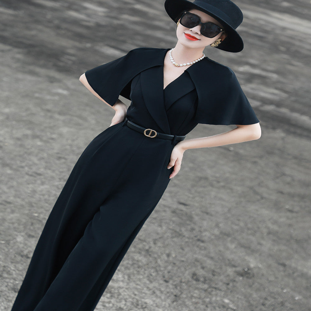 Lanser 2025 Summer New Style High End Commuter Wide Leg Pants with Cloak Splicing High Waist and Slimming jumpsuit image 8