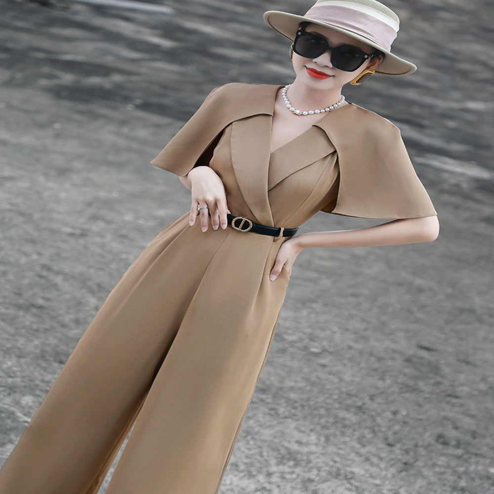 Lanser 2025 Summer New Style High End Commuter Wide Leg Pants with Cloak Splicing High Waist and Slimming jumpsuit image 19