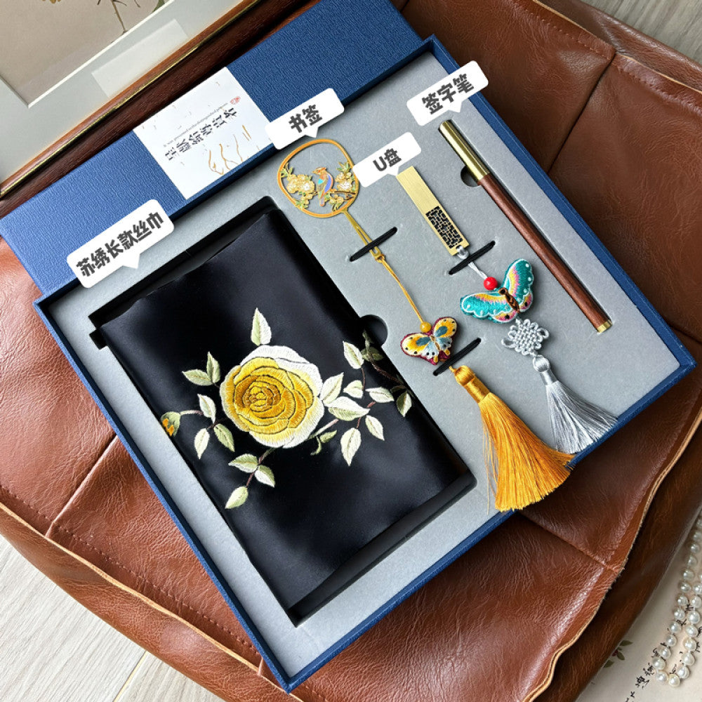 ASAYA3357 Chinese style Suzhou embroidery gift set hand-embroidered silk scarf four-piece holiday gift