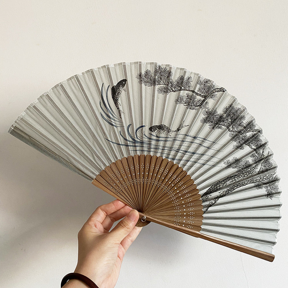 Export to Japan original order tail order Japanese style fan silk hand painted 7 inch Chinese style can be paired with Hanfu yukata image 4
