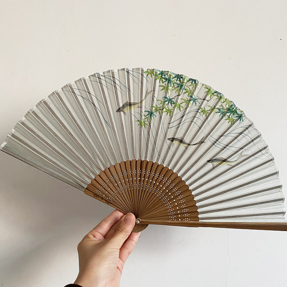 Export to Japan original order tail order Japanese style fan silk hand painted 7 inch Chinese style can be paired with Hanfu yukata image 11