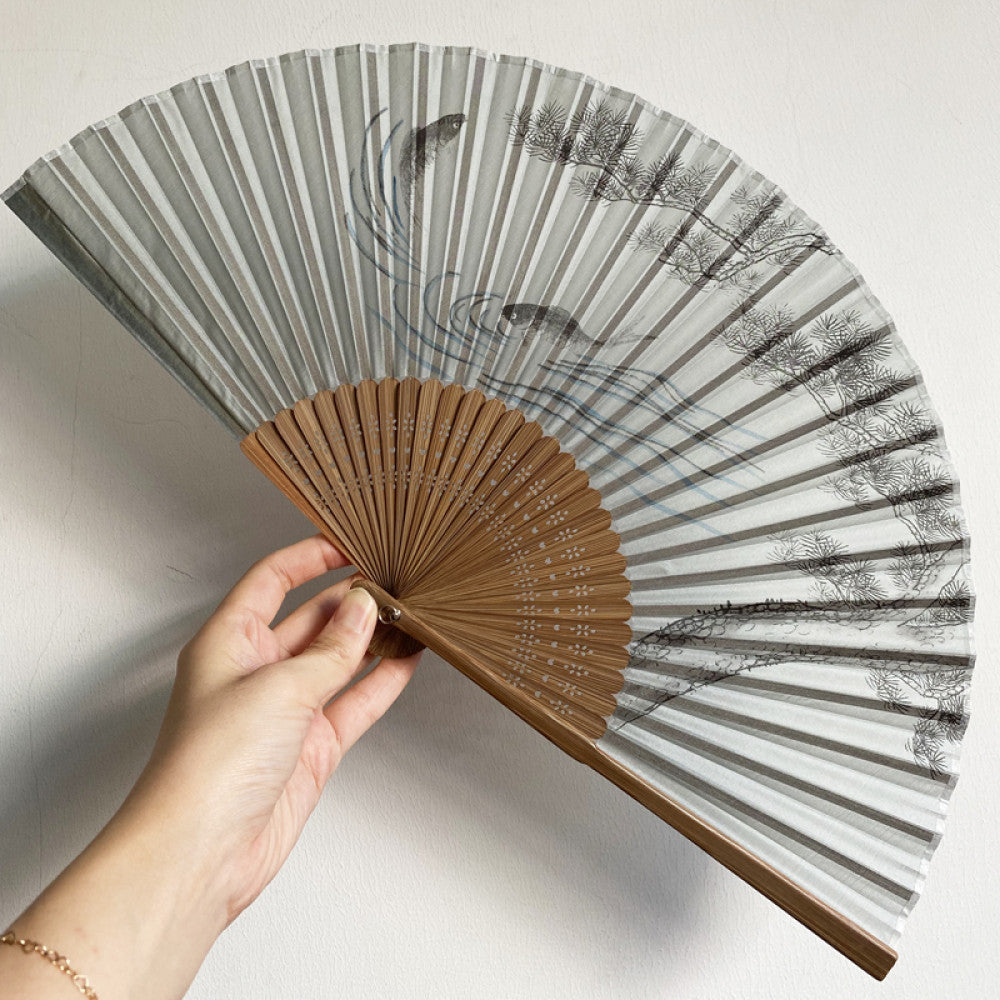 Export to Japan original order tail order Japanese style fan silk hand painted 7 inch Chinese style can be paired with Hanfu yukata image 13