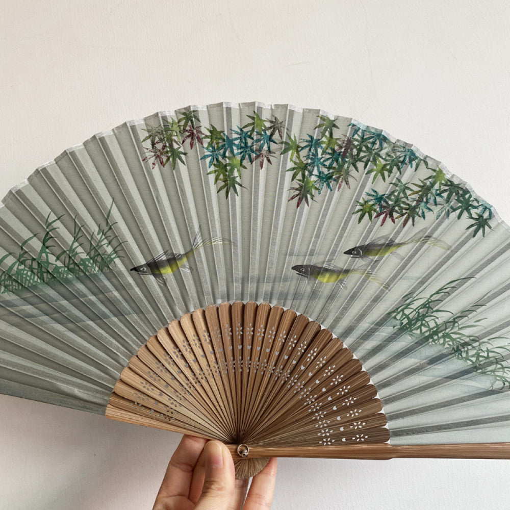 Export to Japan original order tail order Japanese style fan silk hand painted 7 inch Chinese style can be paired with Hanfu yukata image 18