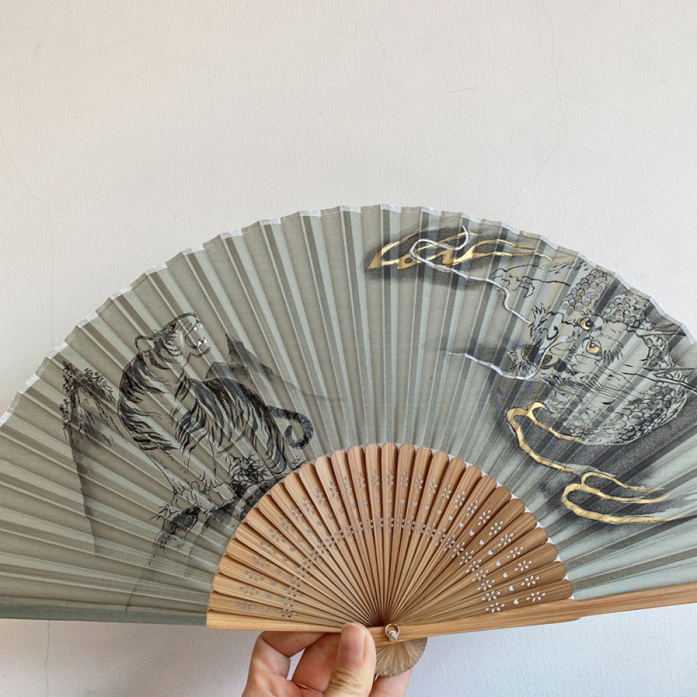 Export to Japan original order tail order Japanese style fan silk hand painted 7 inch Chinese style can be paired with Hanfu yukata image 30