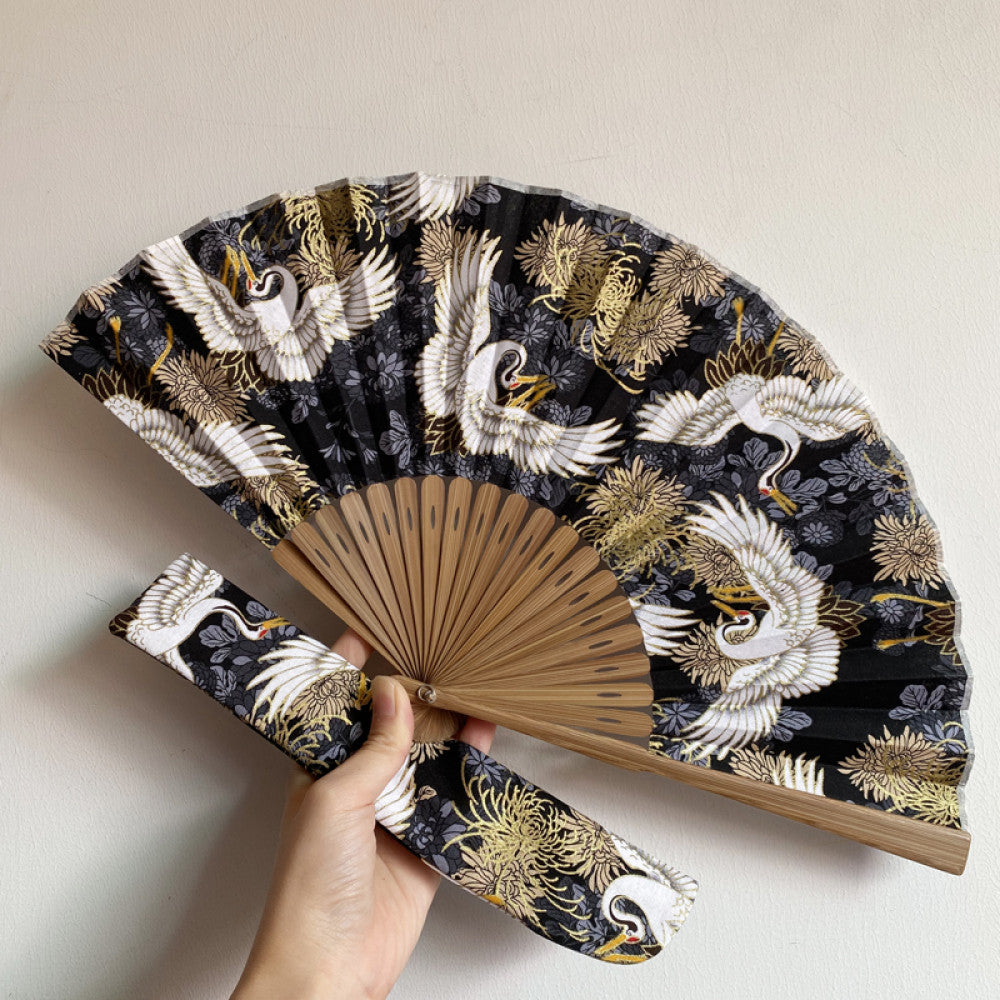 Export to Japan original order tail order original factory Japanese style fan hot stamping crane Chinese style can be paired with Hanfu yukata image 5