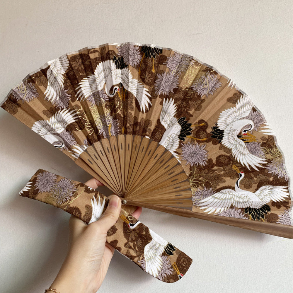 Export to Japan original order tail order original factory Japanese style fan hot stamping crane Chinese style can be paired with Hanfu yukata image 6